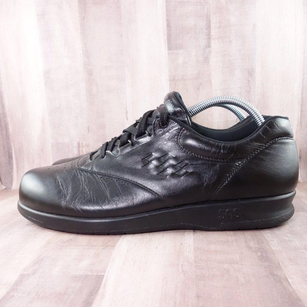 SAS Walking Shoes Womens 10.5 N Narrow Free Time Black Leather Orthotic Sneakers - Picture 2 of 10
